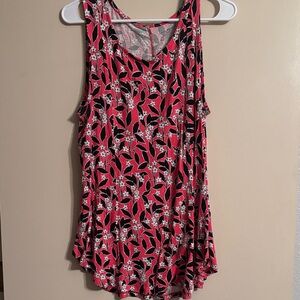Lane Bryant Pink and Black Floral Tank Top